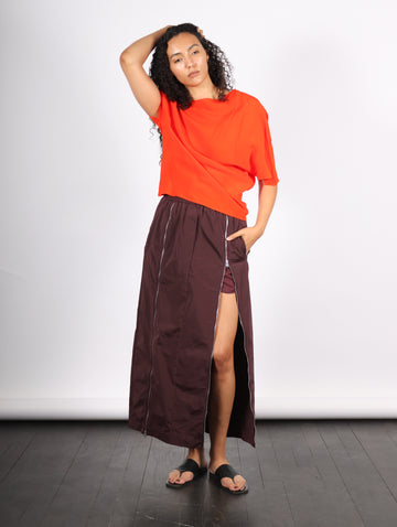 Nylon Zipper Maxi Skirt in Malbec by Tibi-Tibi-Idlewild