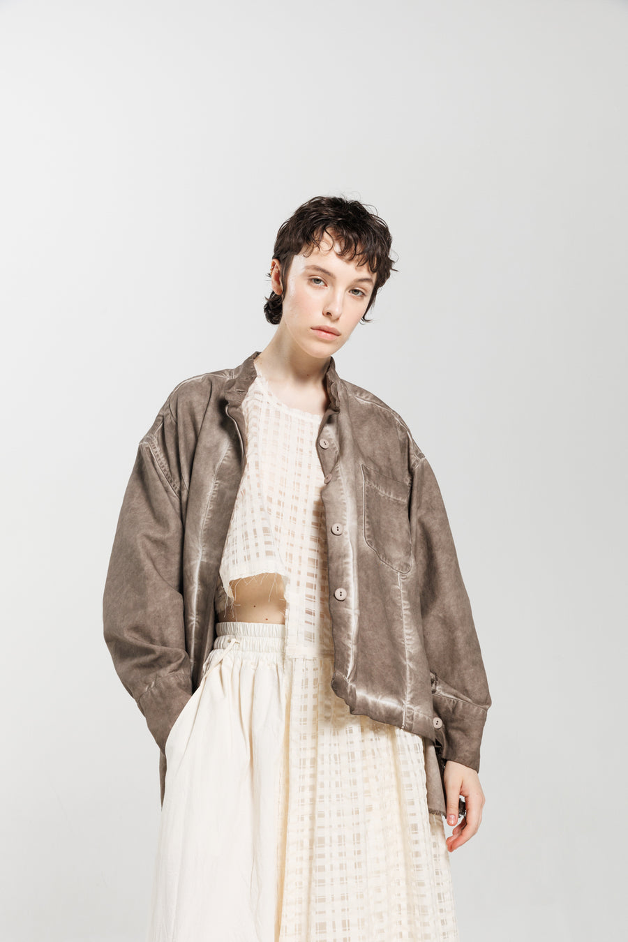Over Jacket in Cold Dyed Tortora by Serien°umerica-Serien°umerica-Idlewild