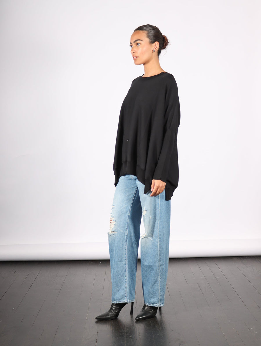 Oversized Crewneck Sweater in Black by Planet