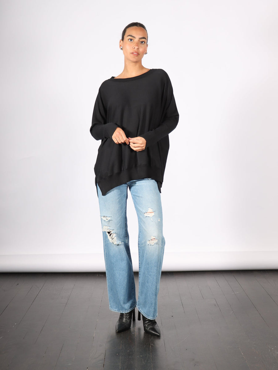 Oversized Crewneck Sweater in Black by Planet