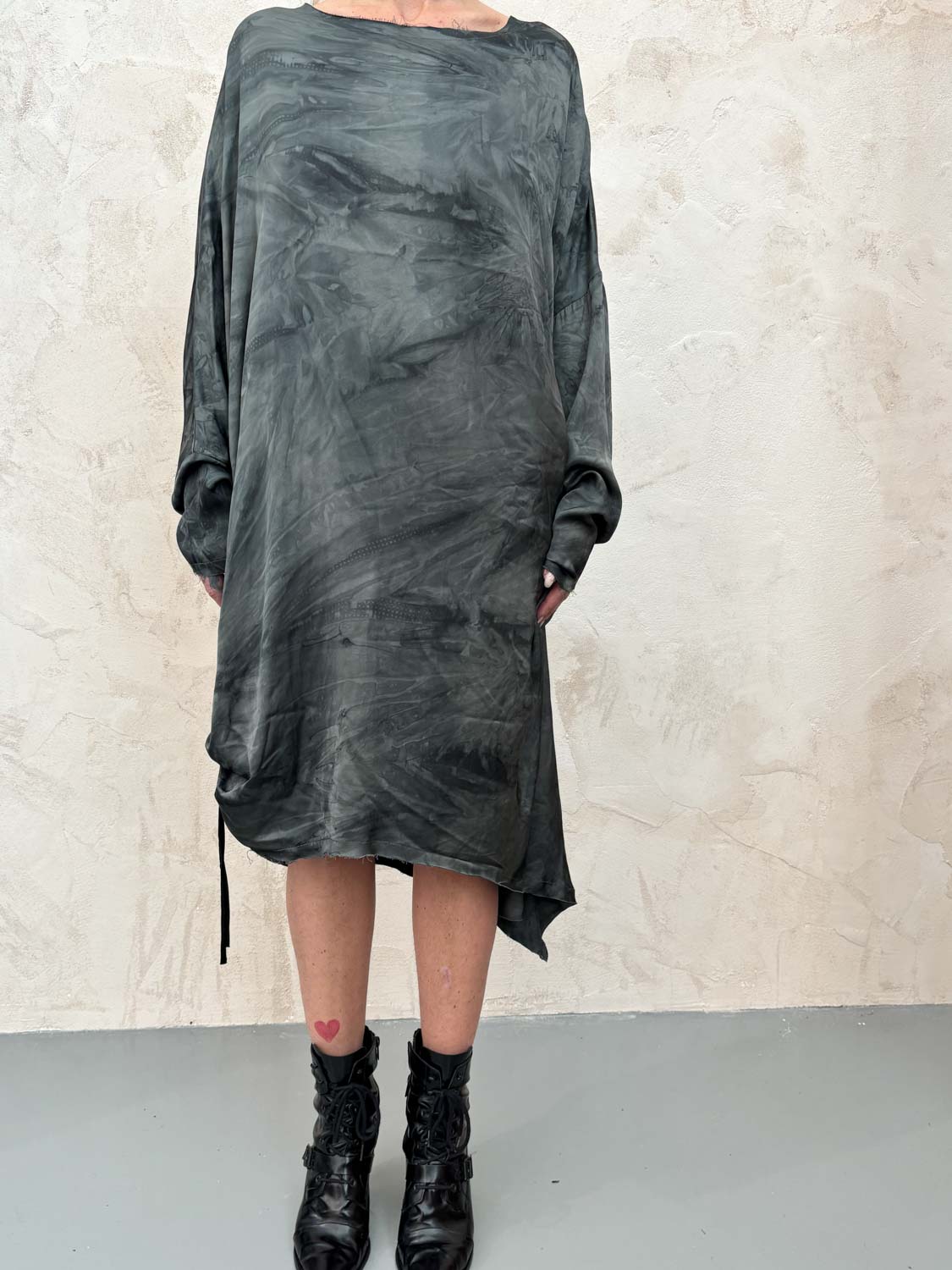 Oversized Midi Dress in Emerald Grey by Sanctamuerte-Dresses-SANCTAMUERTE-Idlewild