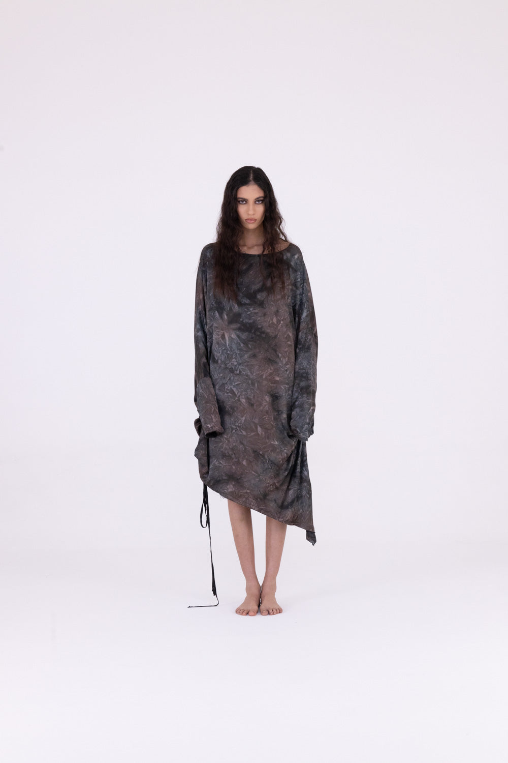 Oversized Midi Dress in Emerald Grey by Sanctamuerte-Dresses-SANCTAMUERTE-Idlewild