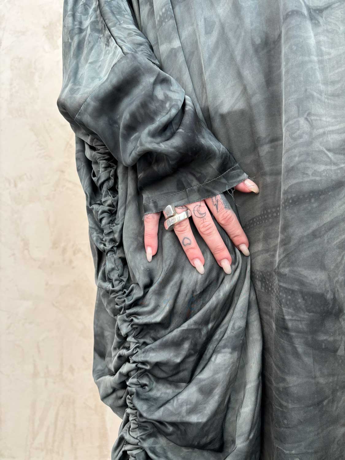 Oversized Midi Dress in Emerald Grey by Sanctamuerte-Dresses-SANCTAMUERTE-Idlewild