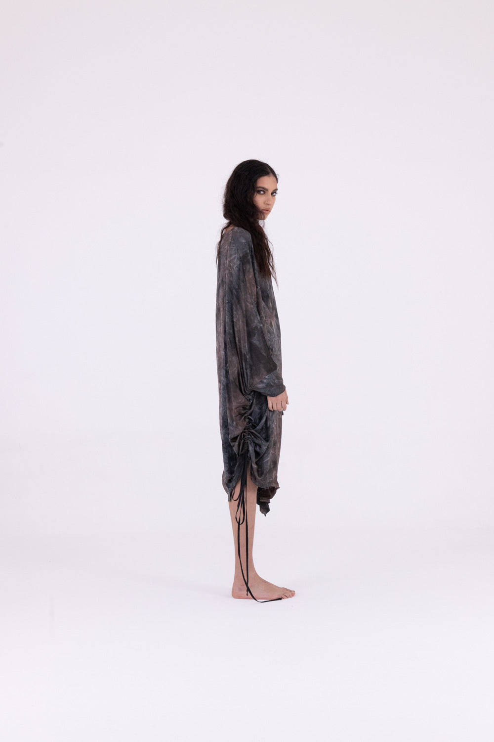 Oversized Midi Dress in Emerald Grey by Sanctamuerte-Dresses-SANCTAMUERTE-Idlewild