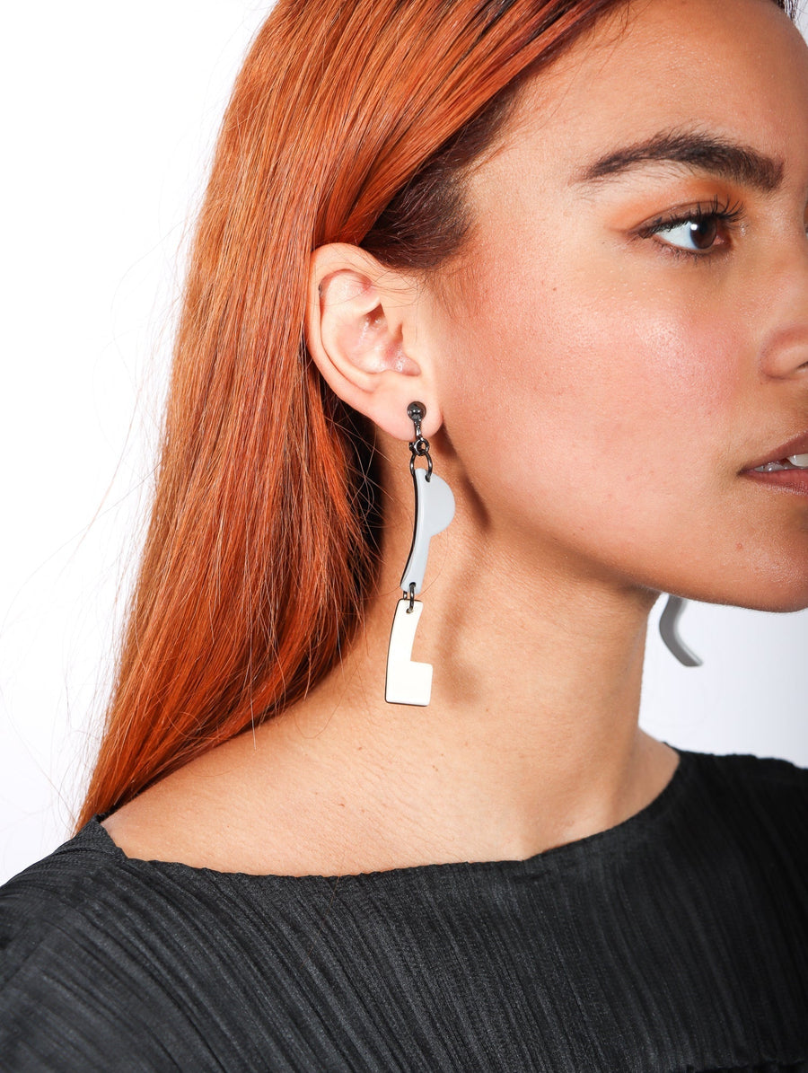 Path Earrings in Monochrome by Pleats Please Issey Miyake