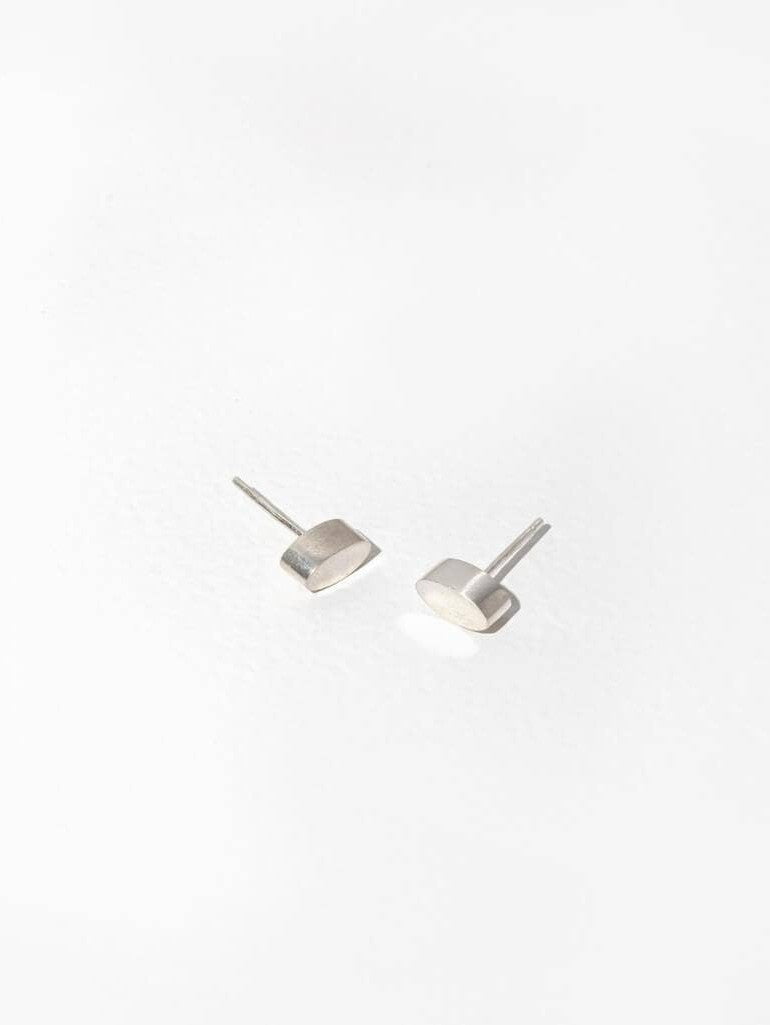 Pebble Stud Earrings in Sterling Silver by Mulxiply