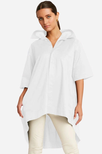 Pleat Back Shirt in White by Planet-Tops-Planet-Idlewild