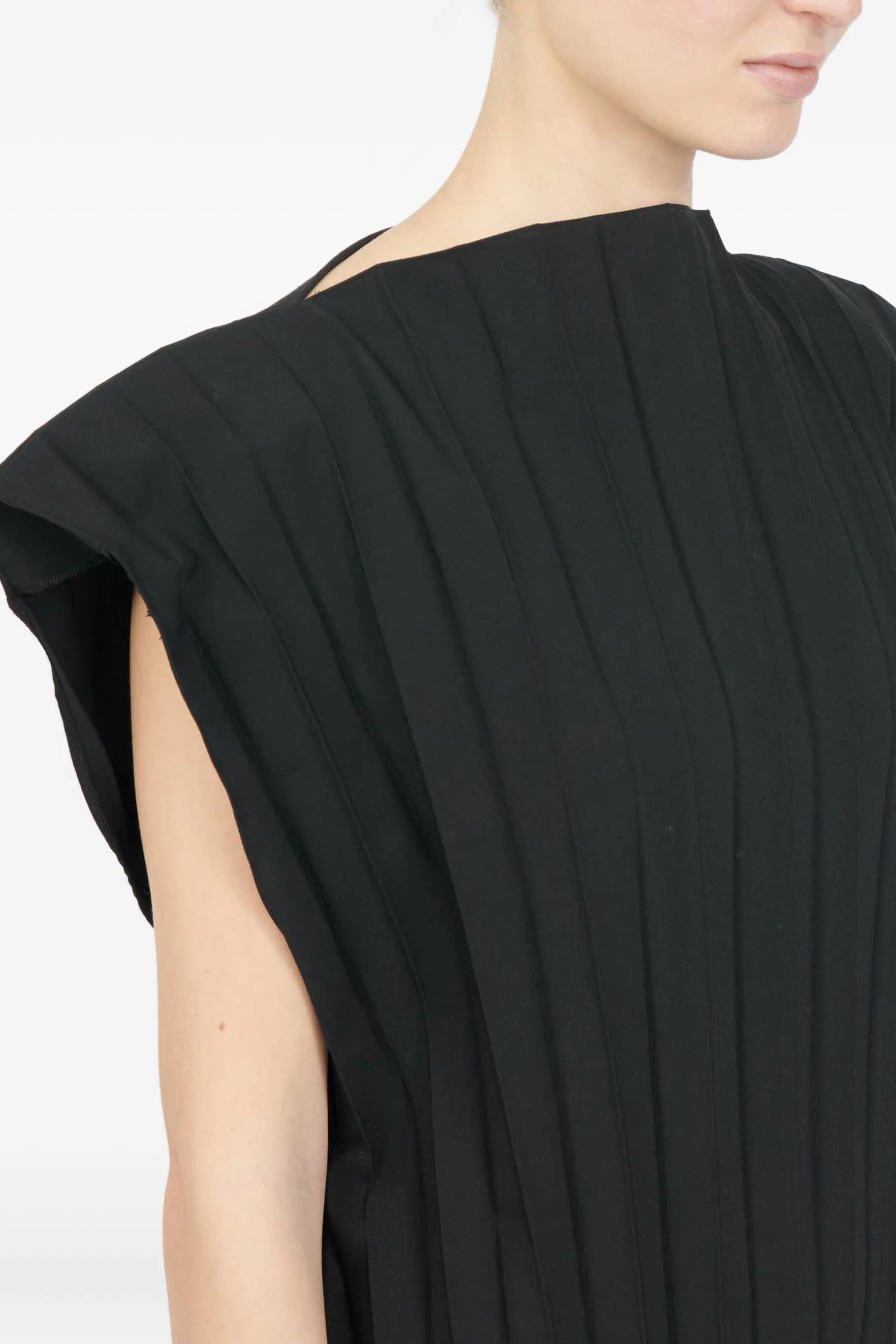 Pleated Belted Mini Dress in Black by MM6 Maison Margiela-MM6-Idlewild