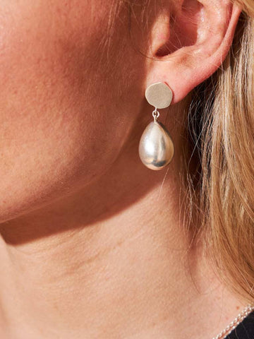 Pod Drop Earrings in Sterling Silver by Mulxiply