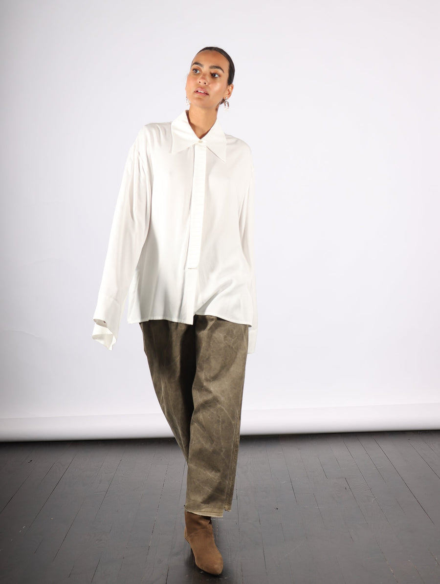 Pointed Collar Blouse in White by KM by Lange