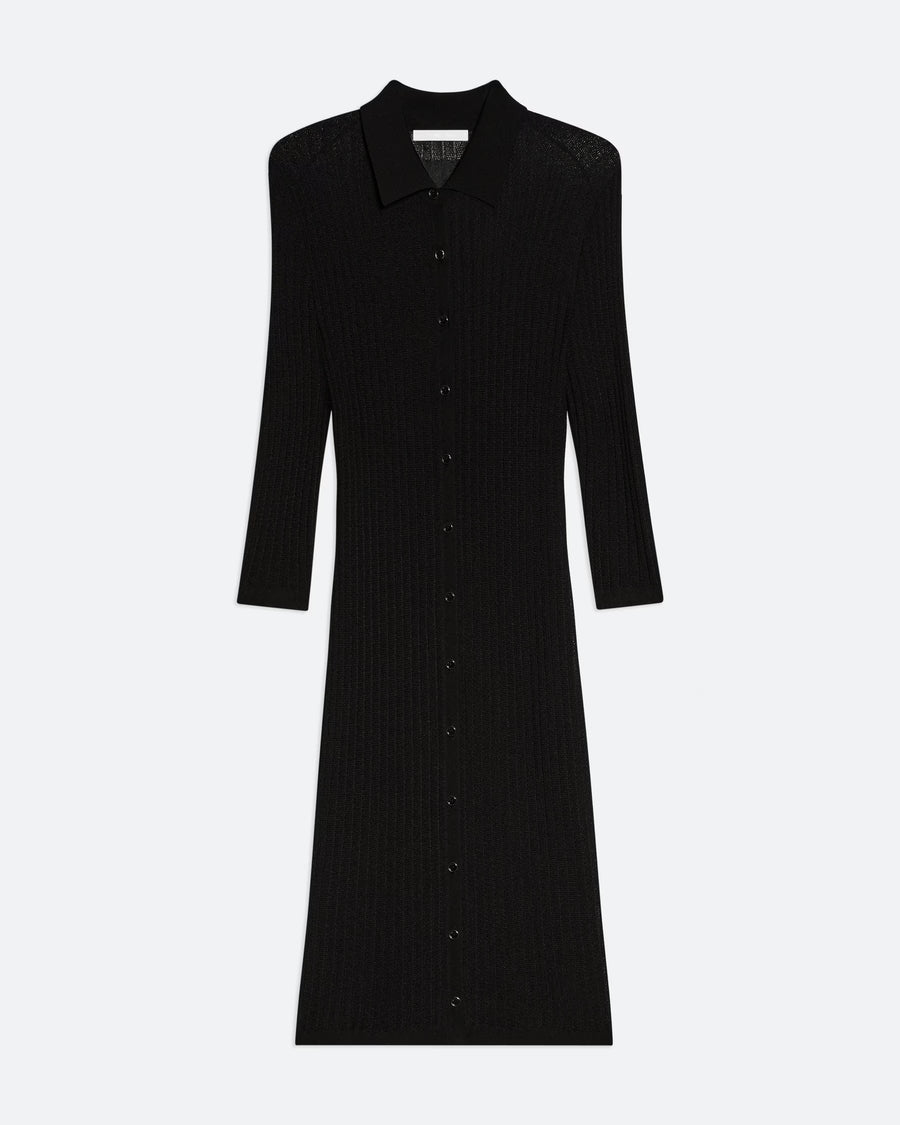 Pointelle Polo Dress in Black by Helmut Lang-Helmut Lang-Idlewild