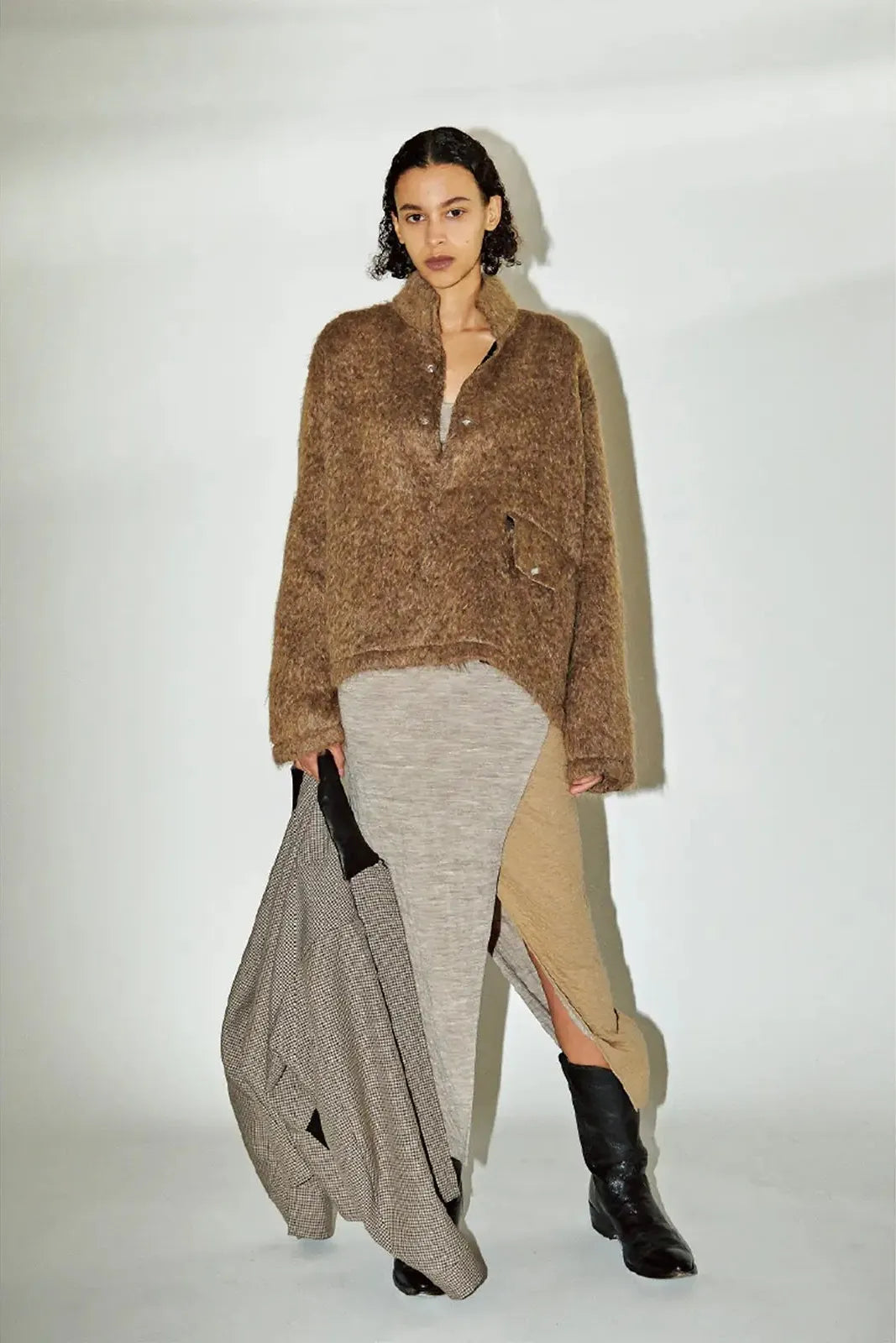 Pullover Shaggy Top in Brown by Tanaka Denim-Tops-TANAKA-Idlewild