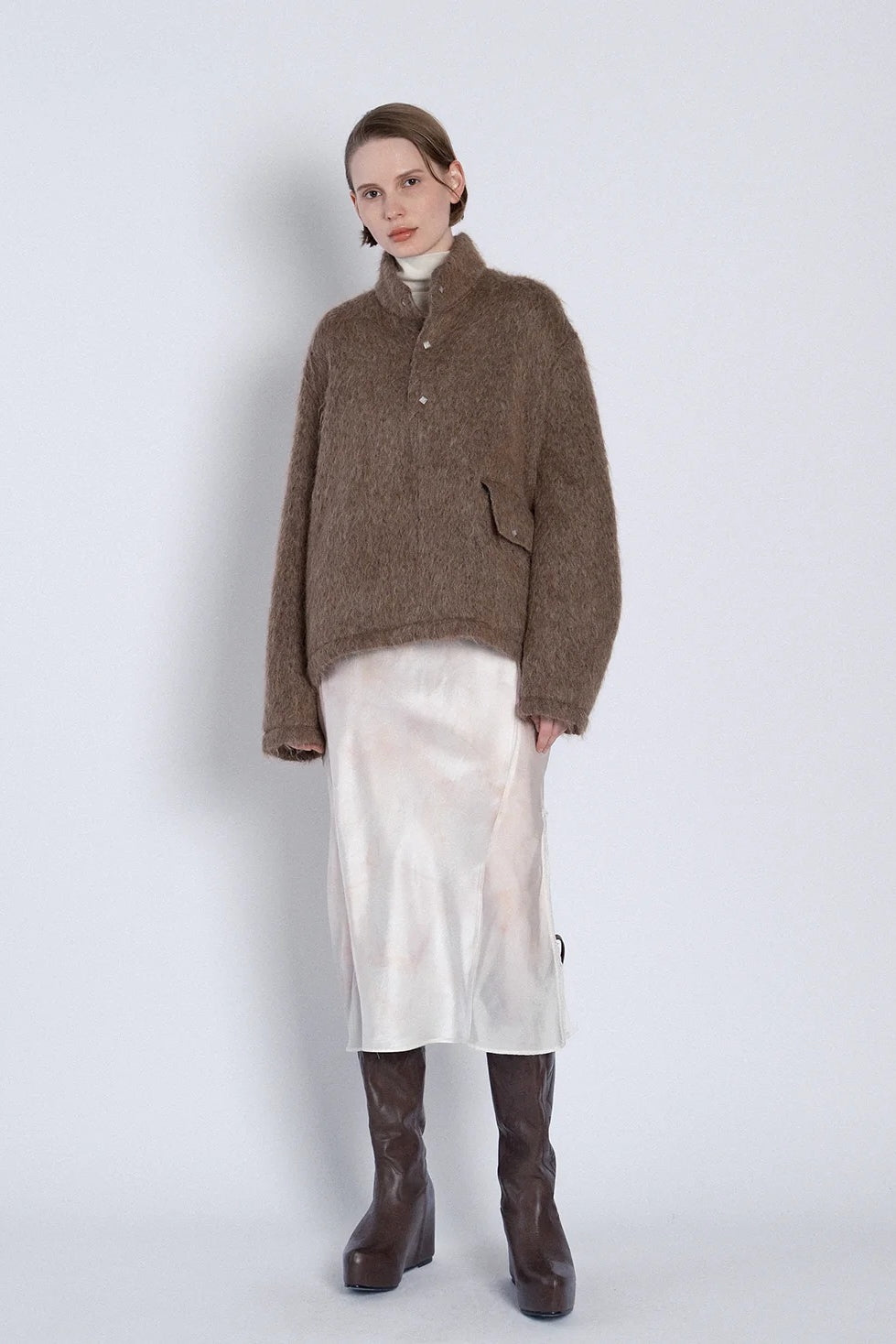 Pullover Shaggy Top in Brown by Tanaka Denim-Tops-TANAKA-Idlewild