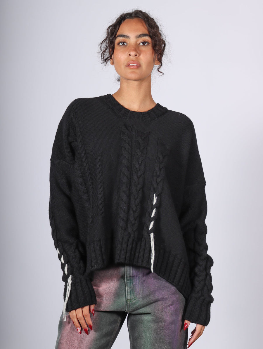 Pullover with Braid in Black by Serien°umerica