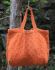 Quilted Crushed Tote in Orange by Utility Canvas-Utility Canvas-Idlewild