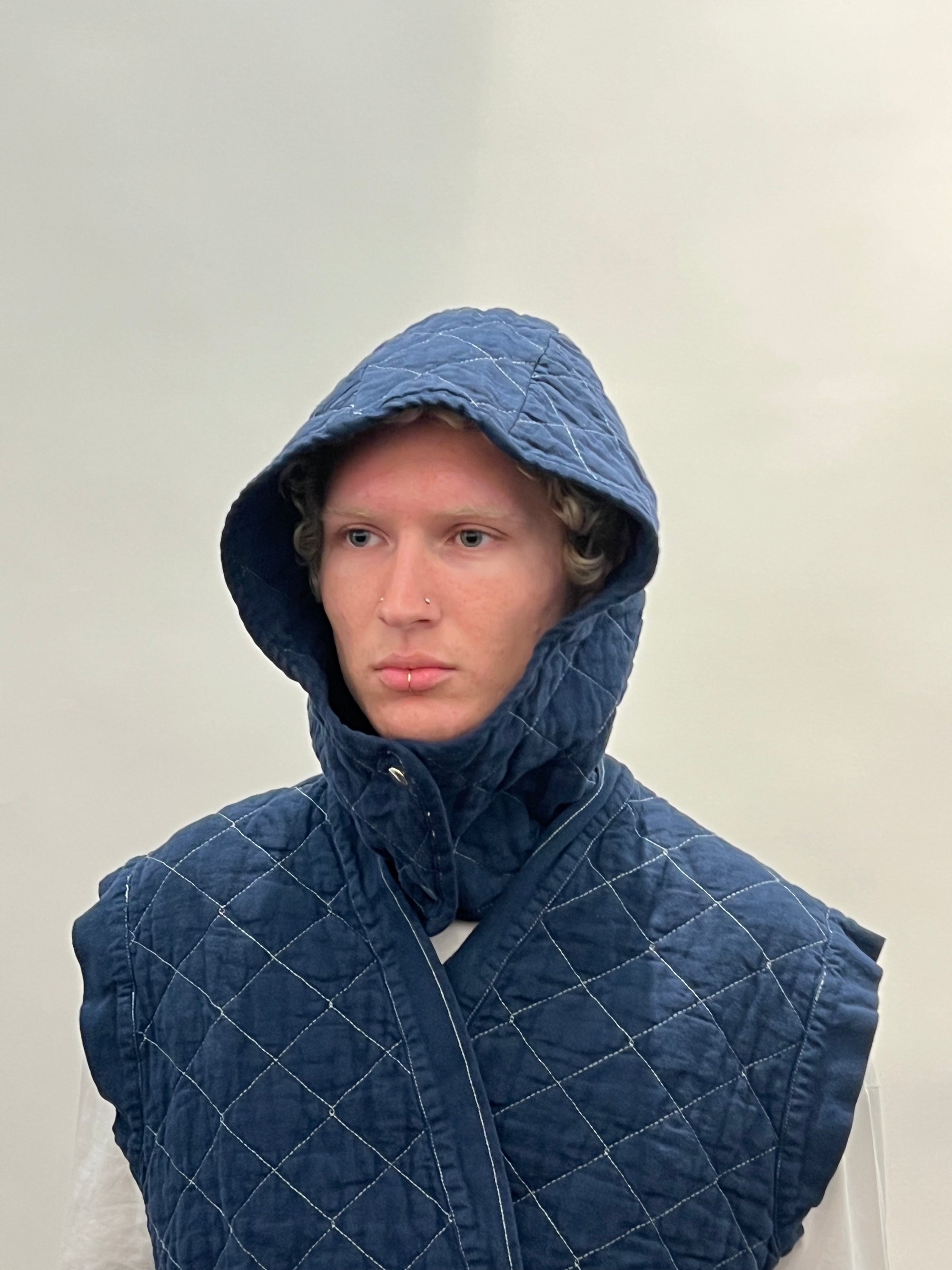 Quilted Snap Hood in Navy by Utility Canvas-Utility Canvas-Idlewild
