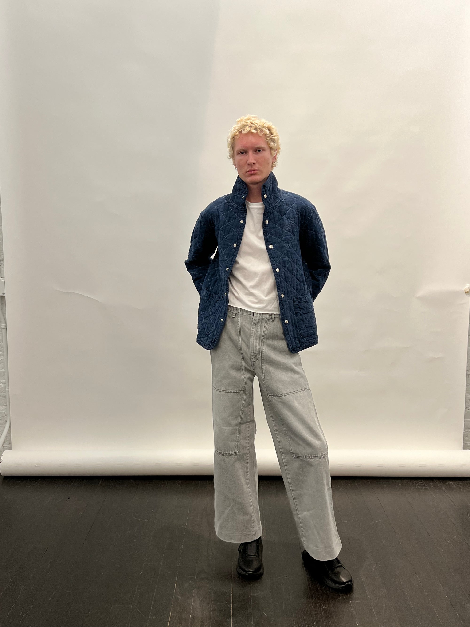 Quilted Snap Jacket in Navy by Utility Canvas-Utility Canvas-Idlewild