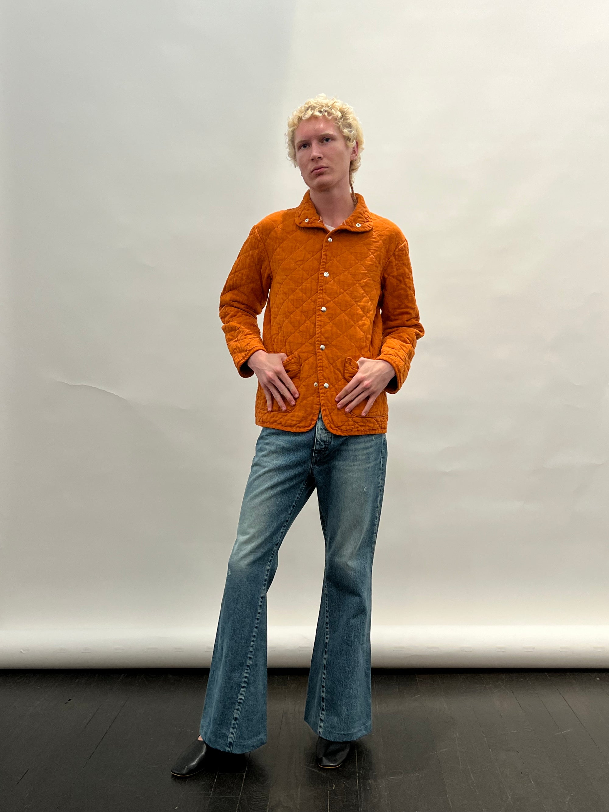 Quilted Snap Jacket in Orange by Utility Canvas-Utility Canvas-Idlewild