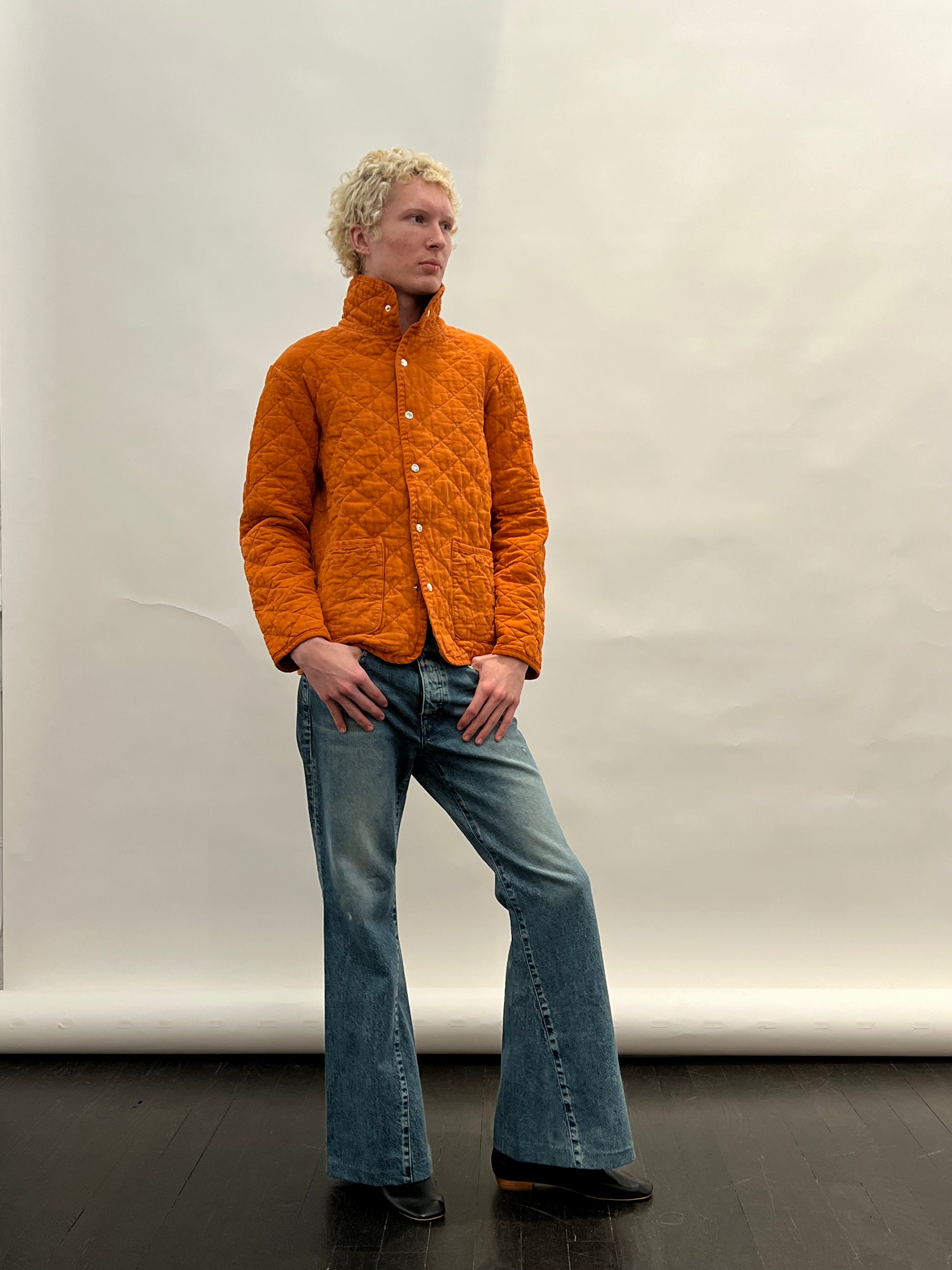Quilted Snap Jacket in Orange by Utility Canvas-Utility Canvas-Idlewild
