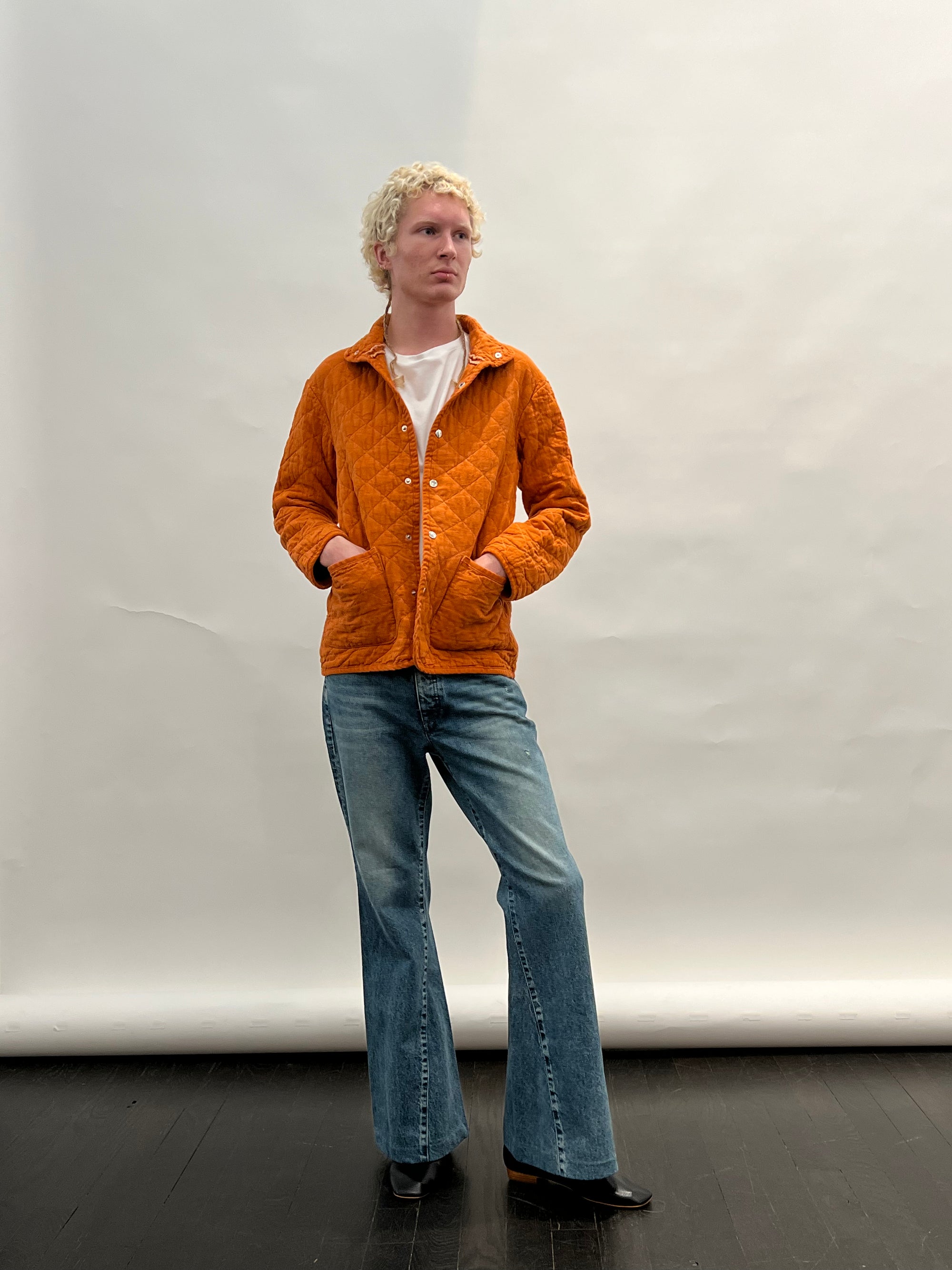 Quilted Snap Jacket in Orange by Utility Canvas-Utility Canvas-Idlewild