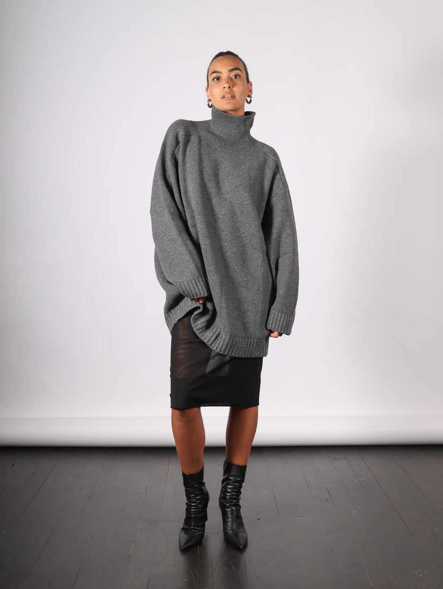 Recycled Cashmere High Neck Sweater in Grey by Liviana Conti