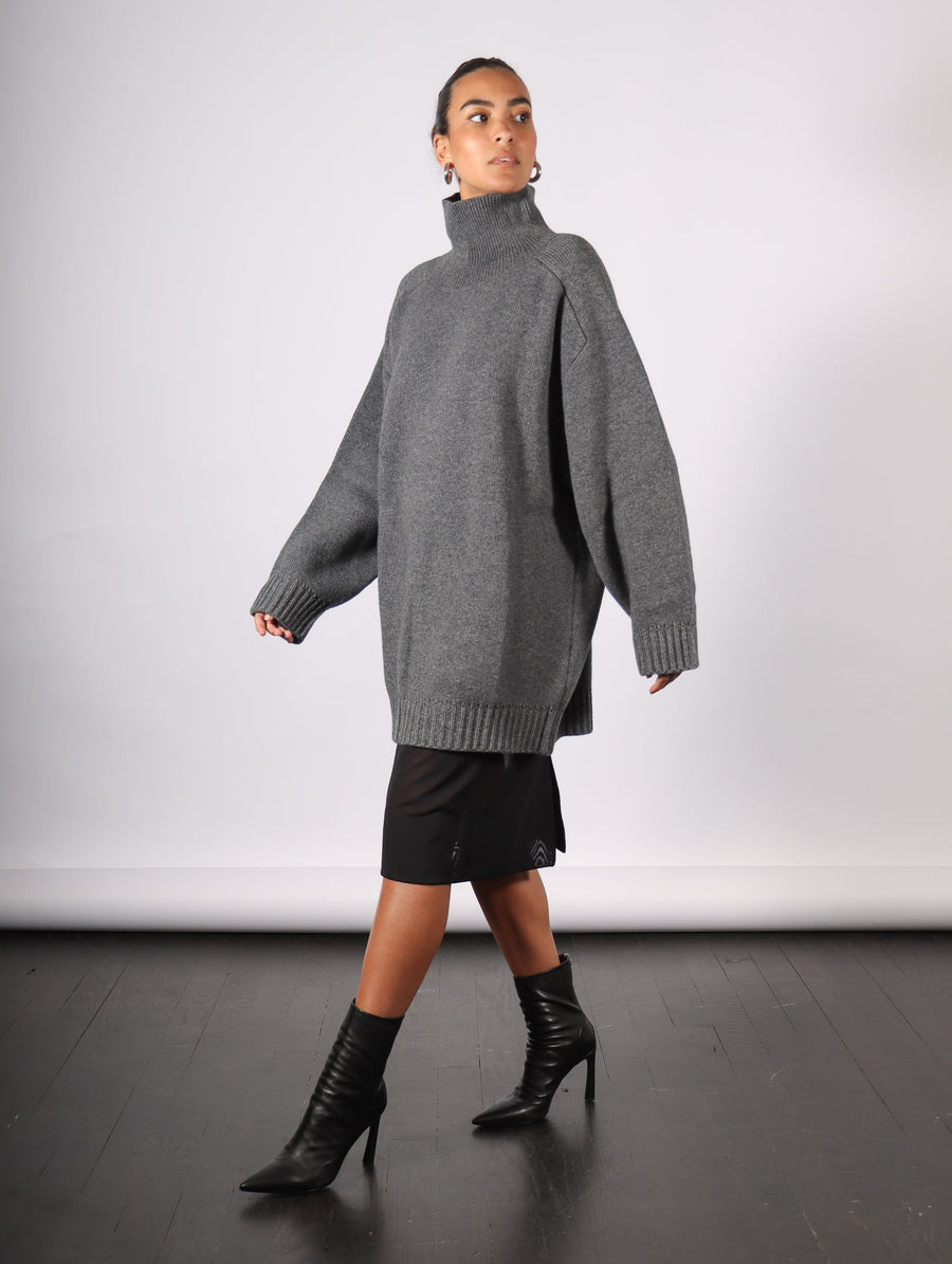 Recycled Cashmere High Neck Sweater in Grey by Liviana Conti