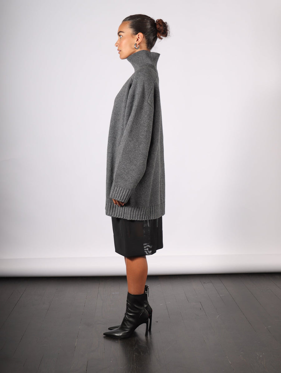 Recycled Cashmere High Neck Sweater in Grey by Liviana Conti