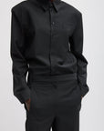 Recycled Tropical Wool Detached Shirt in Black by Tibi-Tibi-Idlewild