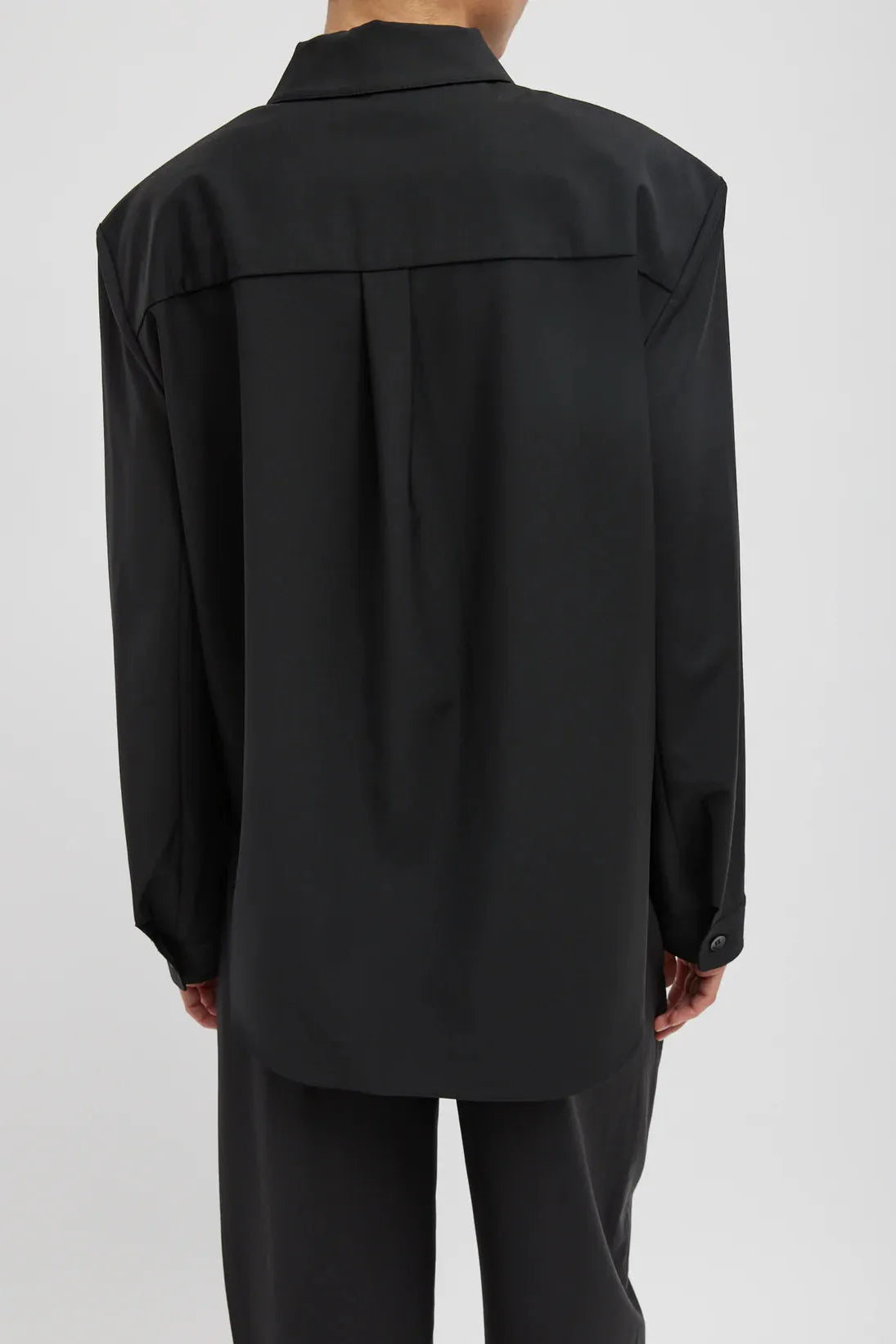 Recycled Tropical Wool Detached Shirt in Black by Tibi-Tibi-Idlewild