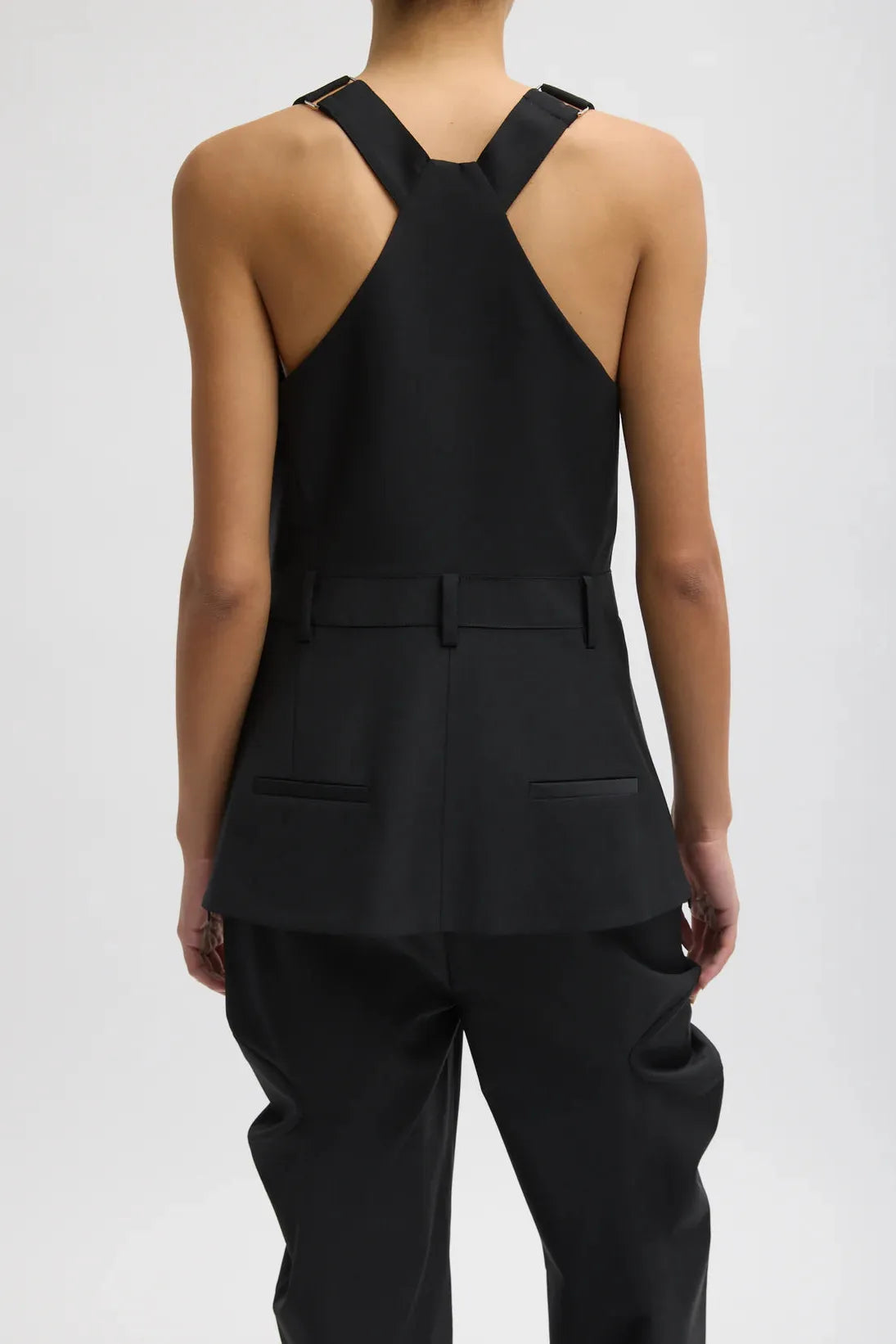 Recycled Tropical Wool Overall Top in Black by Tibi-Tops-Tibi-Idlewild