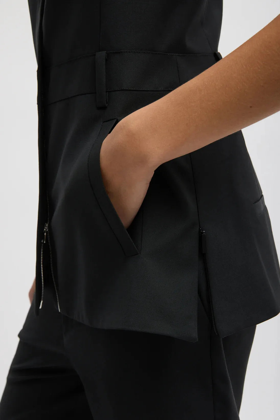 Recycled Tropical Wool Overall Top in Black by Tibi-Tops-Tibi-Idlewild