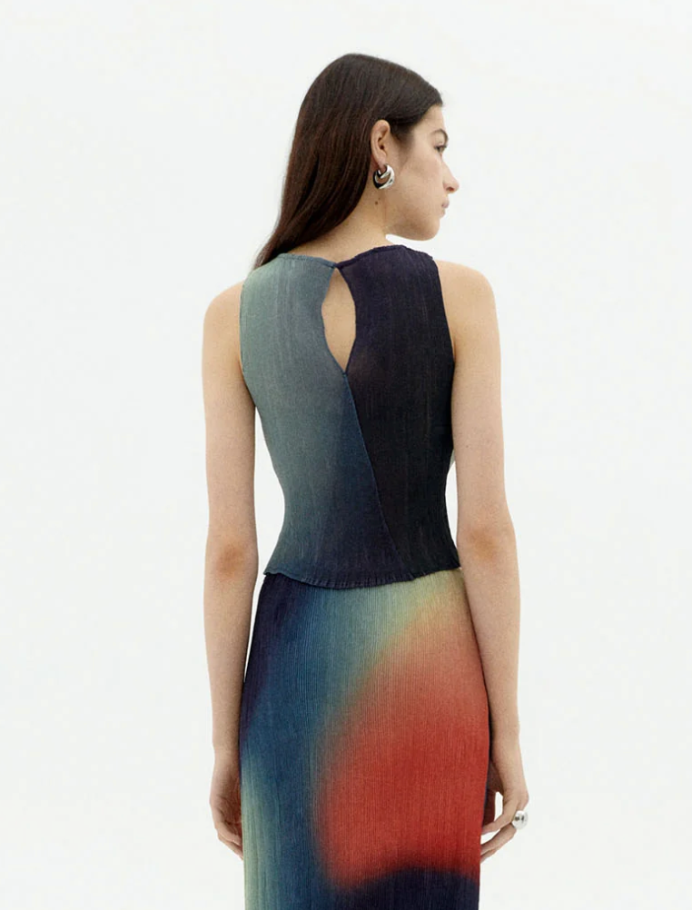 Red Bookeh Dora Top in Multicolor by Thinking Mu-Thinking Mu-Idlewild