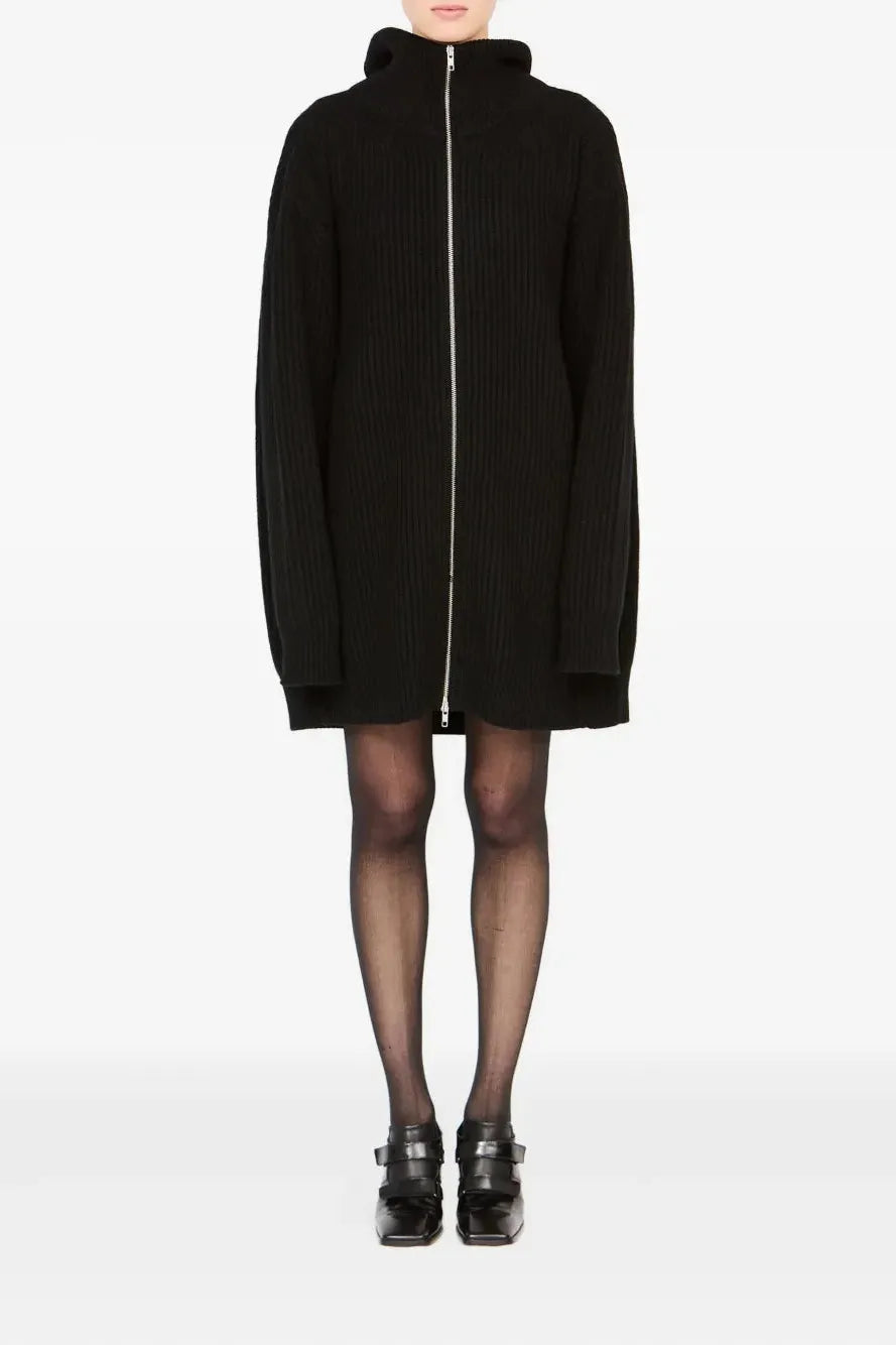 Rib Knit Turtleneck Sportsjacket in Black by MM6 Maison Margiela-Sweaters-MM6-Idlewild