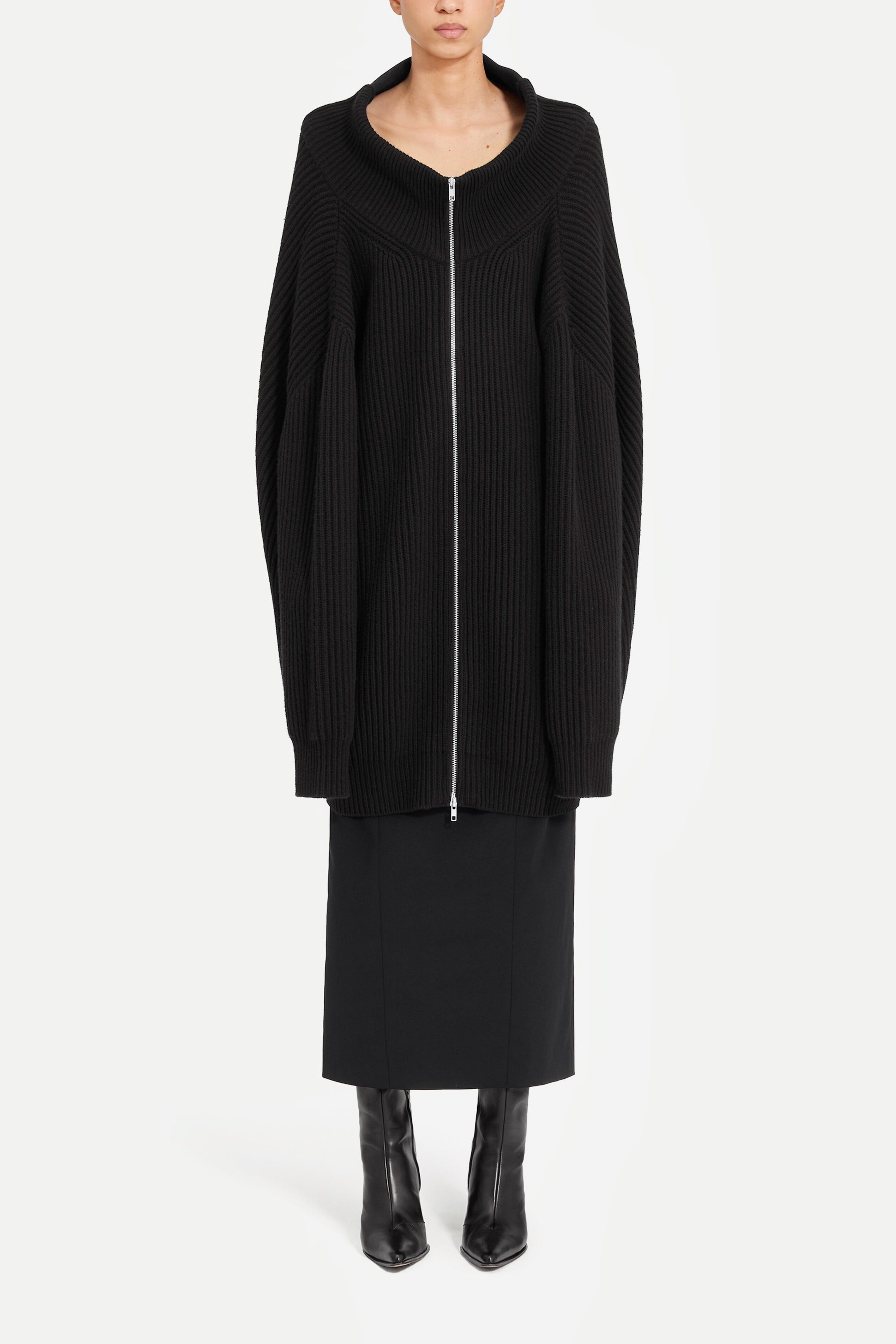 Rib Knit Cardigan Dress Jacket in Black by MM6 Maison Margiela-Sweaters-MM6-Idlewild