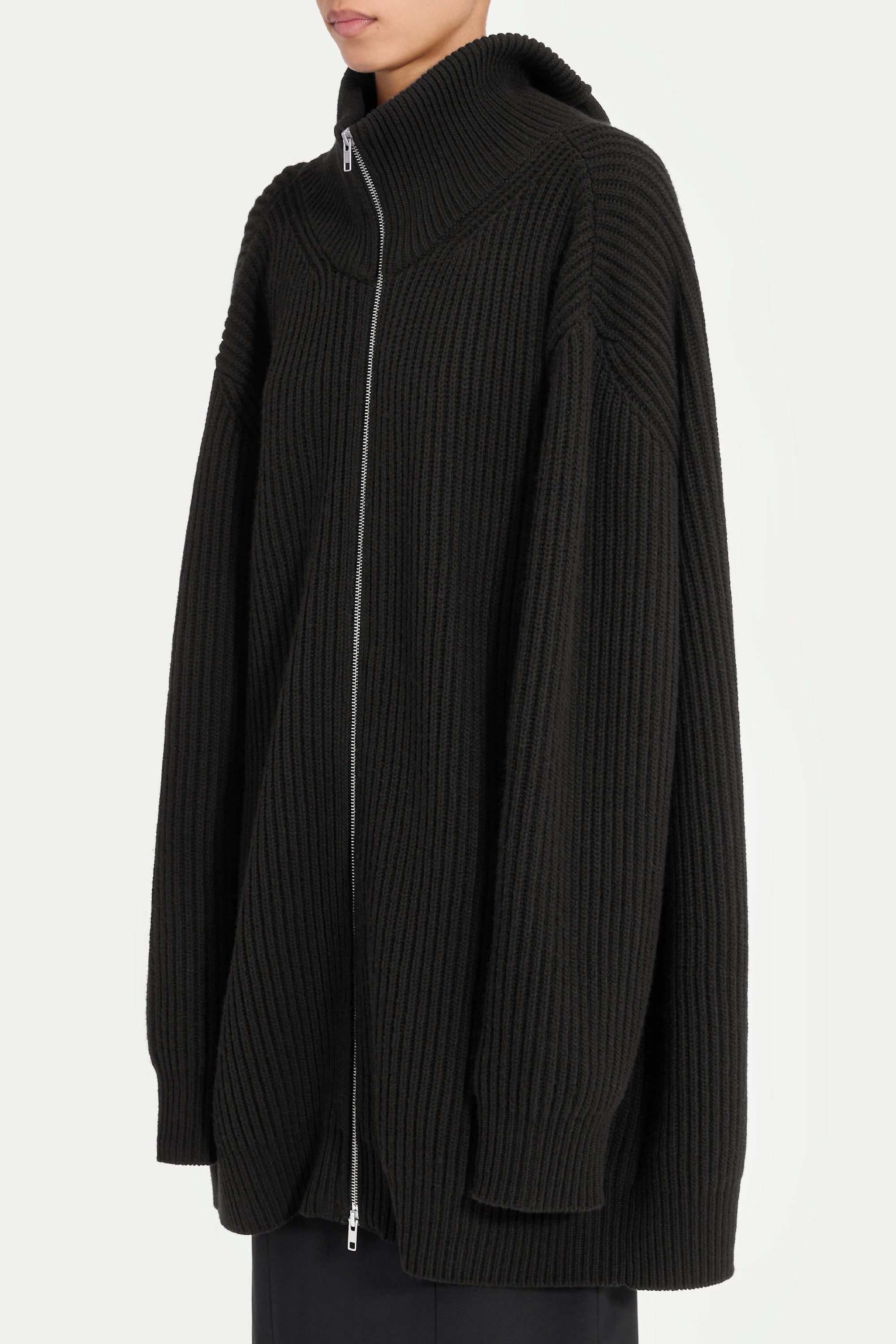 Rib Knit Cardigan Dress Jacket in Black by MM6 Maison Margiela-Sweaters-MM6-Idlewild