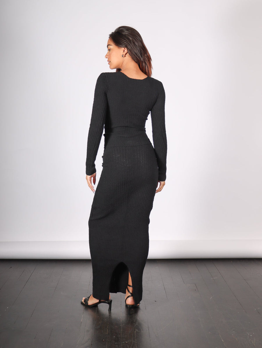 Ribbed Maxi Skirt in Black by ELLS Knitwear