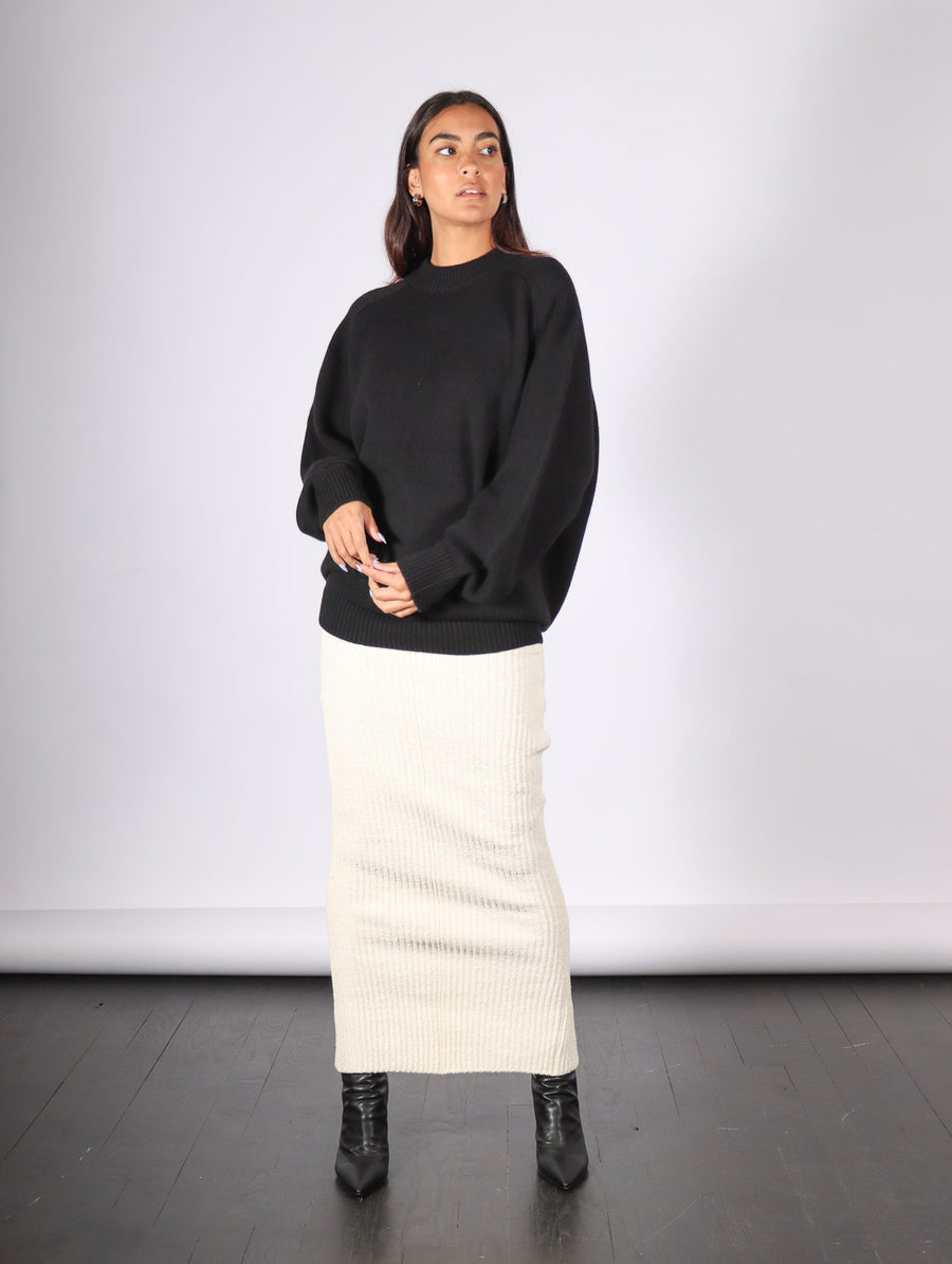 Ribbed Maxi Skirt in Natural by ELLS Knitwear