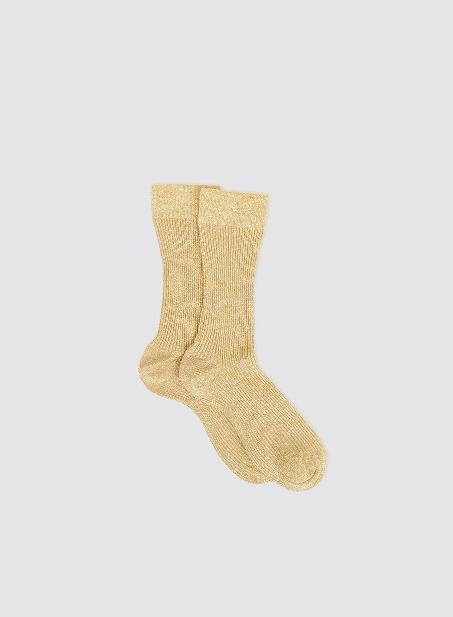 Ribbed Mid Calf Socks in Gold by Maria La Rosa