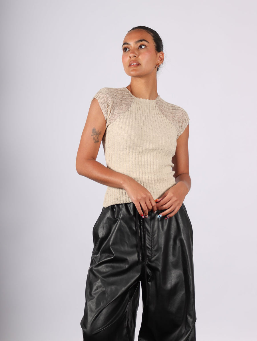 Ribbed Raglan Top in Sand by ELLS-Idlewild