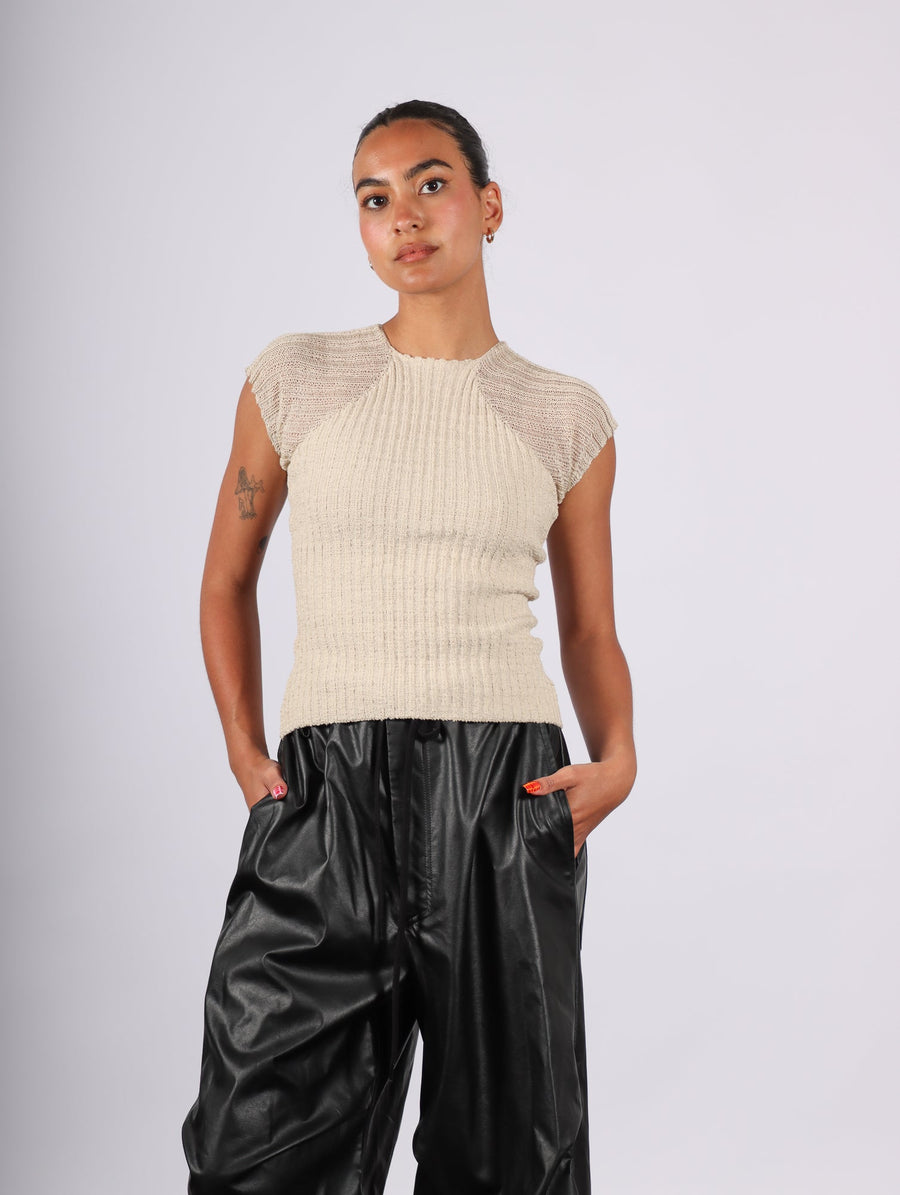 Ribbed Raglan Top in Sand by ELLS-Idlewild