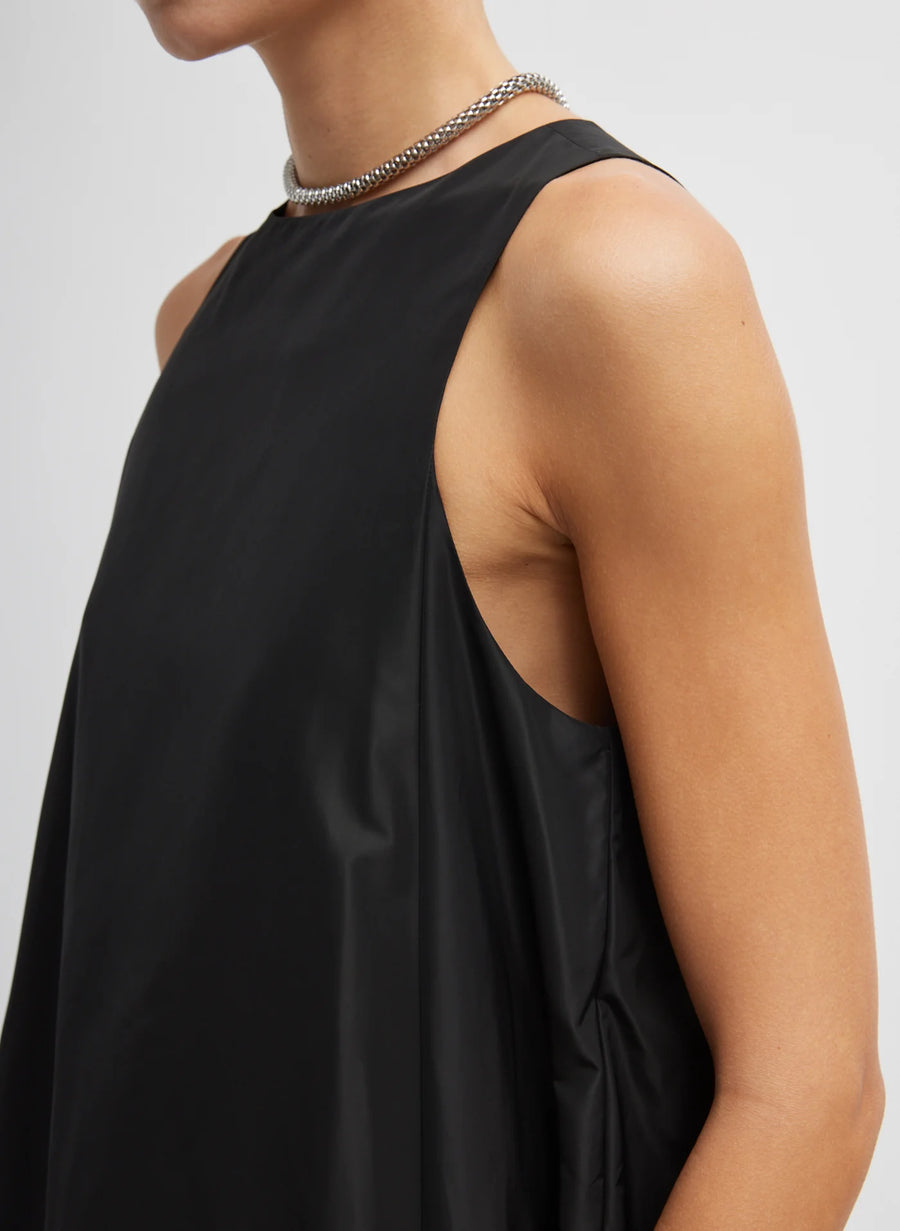 Italian Sporty Nylon Pleated Jalousie Dress in Black by Tibi