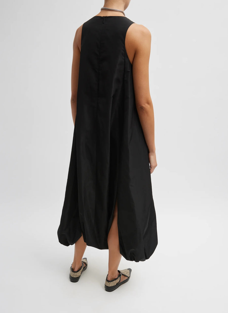 Italian Sporty Nylon Pleated Jalousie Dress in Black by Tibi