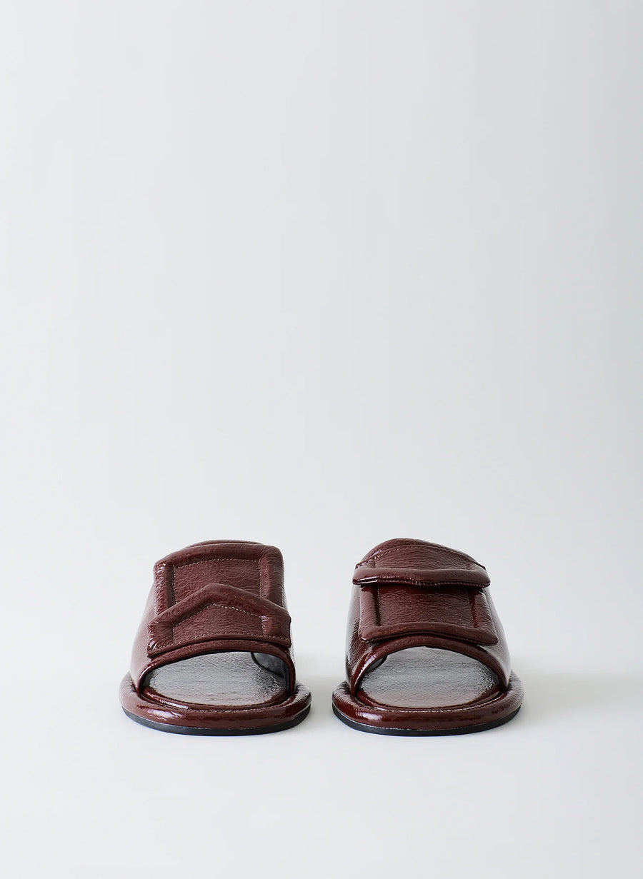 Beryen Naplack Sandal in Chocolate by Tibi-Idlewild