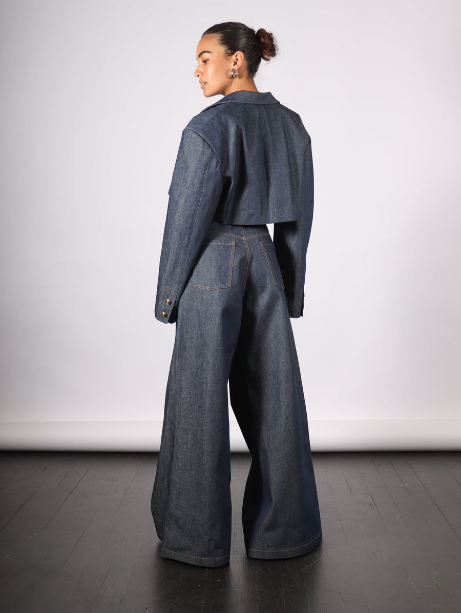 Sarlat Cropped Blazer in Blue Denim by KAPHILL