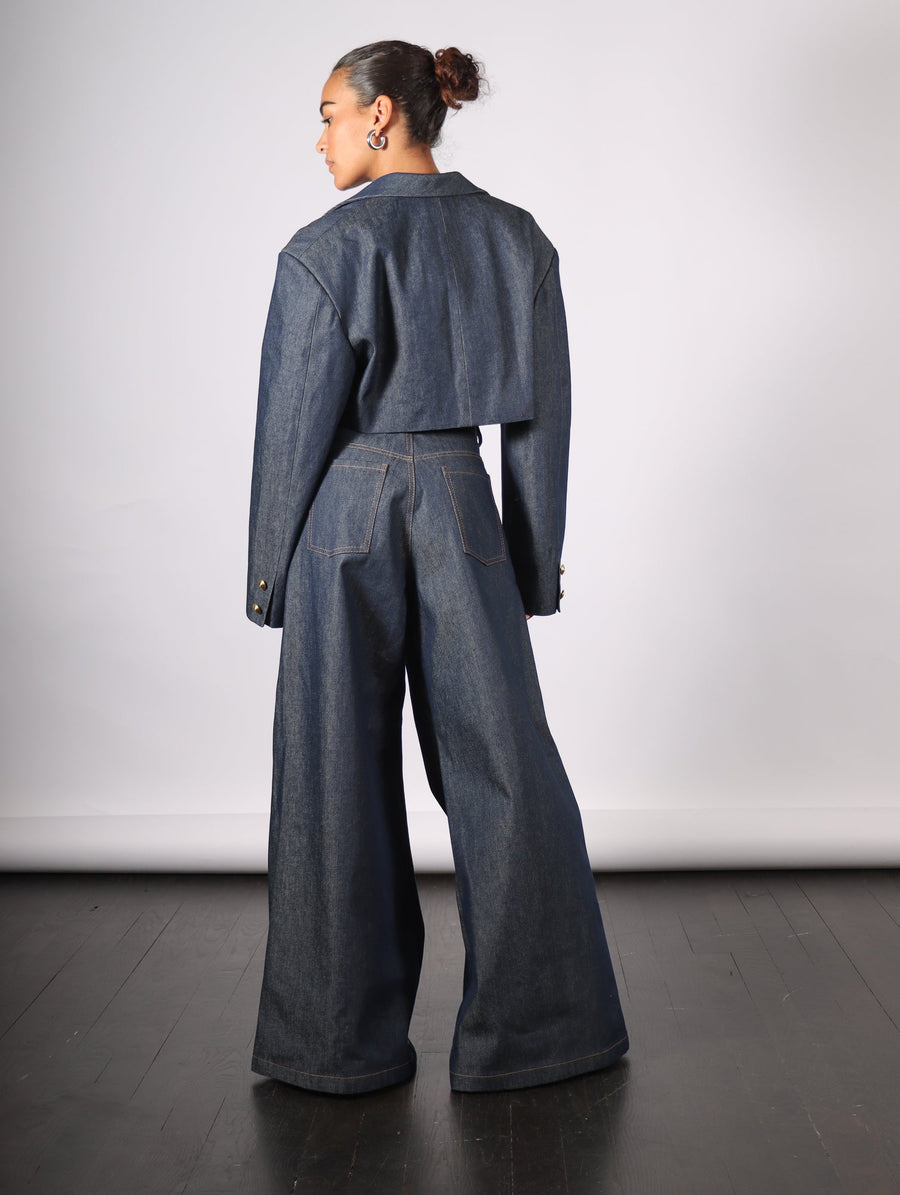 Sarlat Cropped Blazer in Blue Denim by KAPHILL