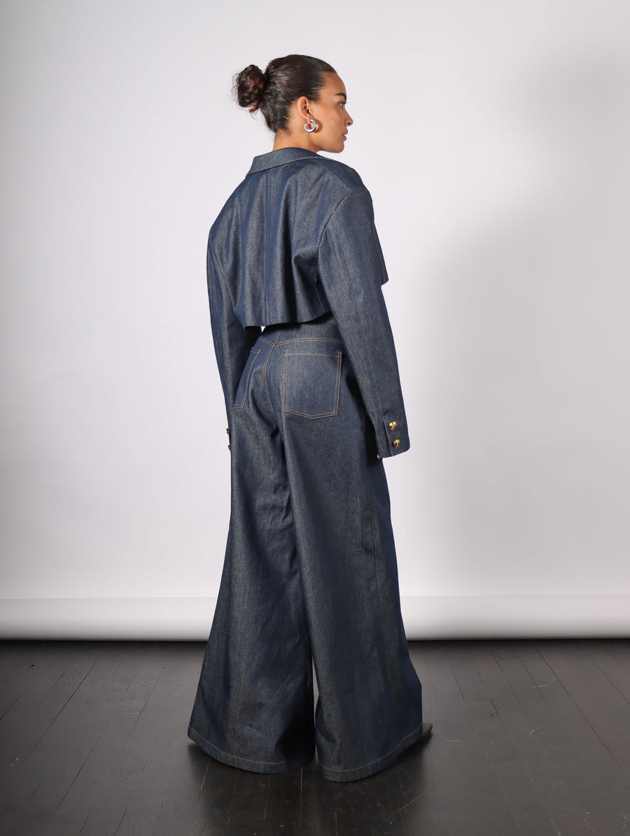 Sarlat Cropped Blazer in Blue Denim by KAPHILL