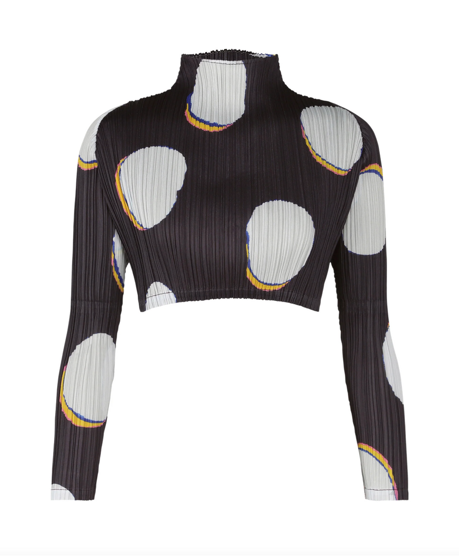 Bean Dots Mockneck Top in White by Pleats Please Issey Miyake-Idlewild