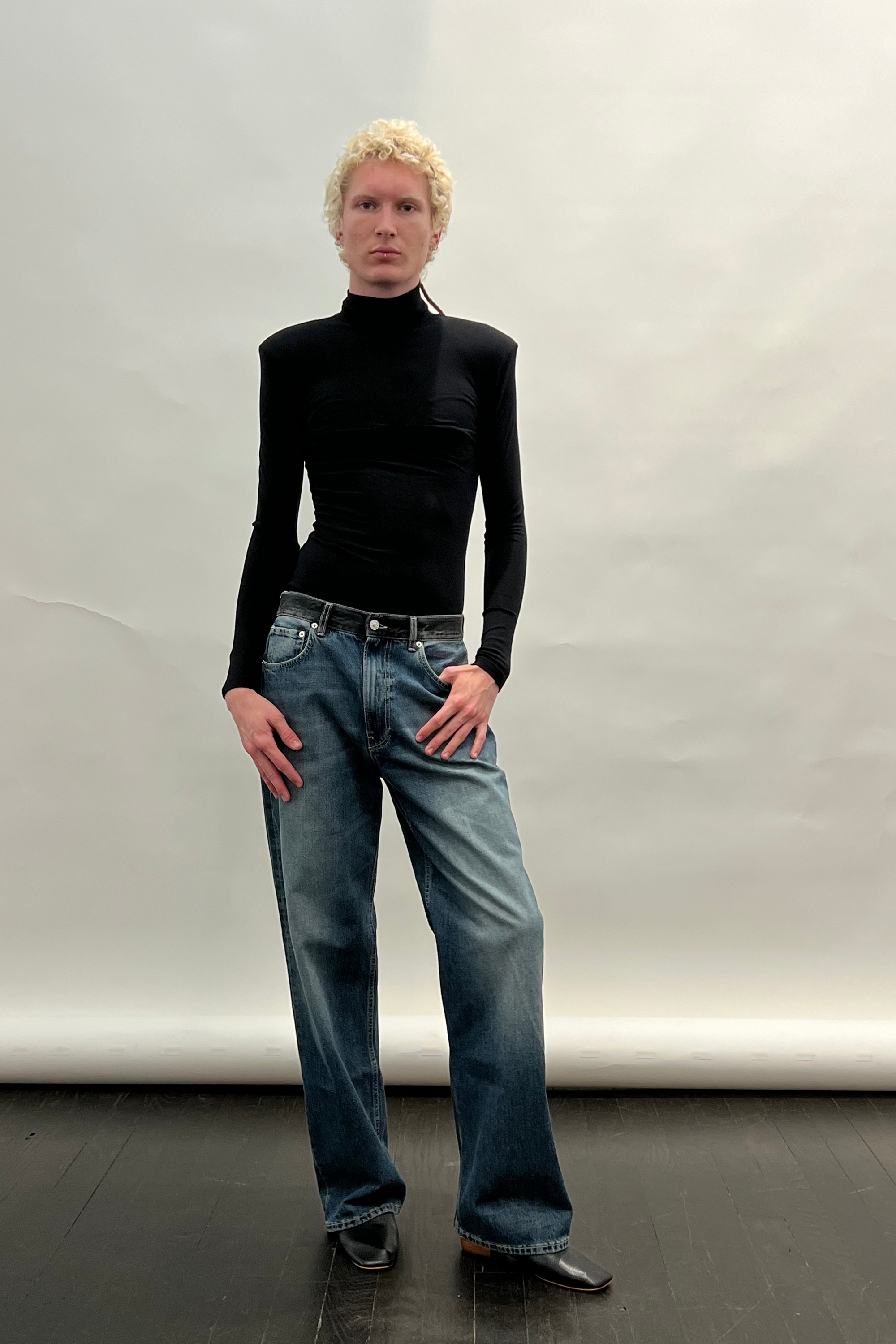 Sculpted Shoulder Turtleneck in Black by KAPHILL-Kaphill-Idlewild