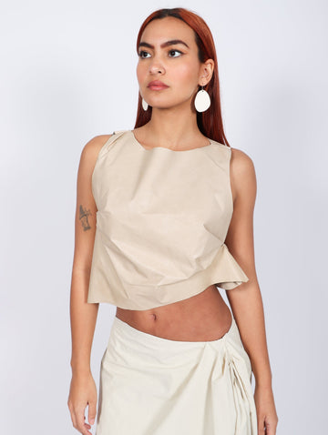 Severed Leather Crop Top by Elena Velez-Elena Velez-Idlewild