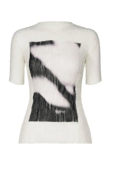 Shadow Study Chiffon Twist Short Sleeve Top in Shadow by Issey Miyake-Tops-Issey Miyake-Idlewild